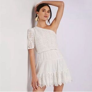 Hemant and Nandita Cotton Eyelet One Shoulder Dress